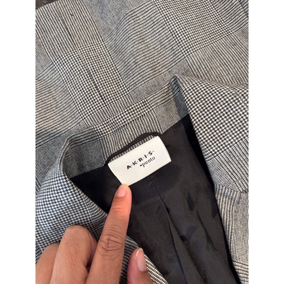 Akris Punto Women Blazer Gray Two Button Plaid Suit Jacket Notched Office Size 6 - Picture 3 of 11